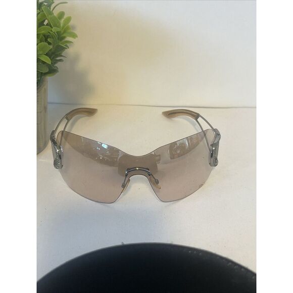 VINTAGE CHRISTIAN DIOR DIORLY 1 OVERSIZED SHIELD SUNGLASSES MADE IN ITALY Clear - Picture 15 of 16